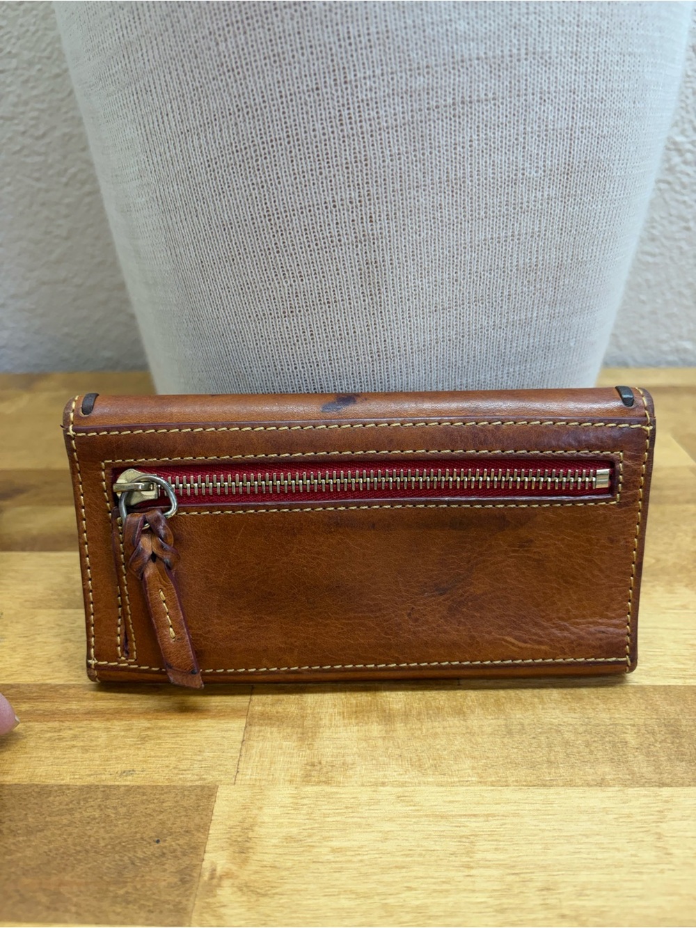 Dooney & Bourke Florentine Leather Whipstitch Continental Clutch Wallet Tan - Picture 3 of 10